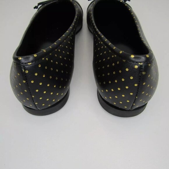 NEW A. SOLIANI Italy Como P Dotted Gold Black Leather Flats Dress Shoe Size 8 - Picture 4 of 8